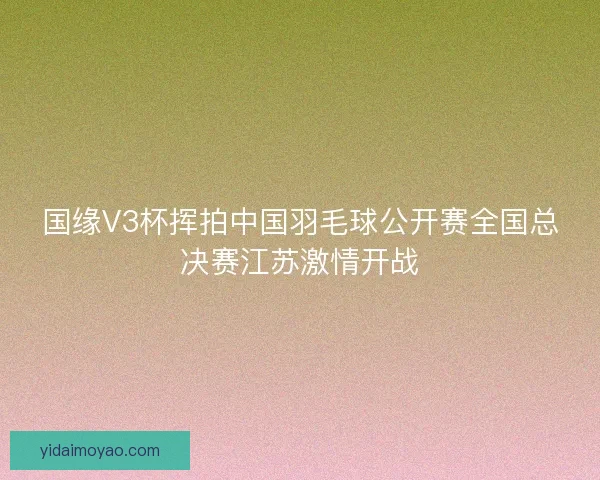 国缘V3杯挥拍中国羽毛球公开赛全国总决赛江苏激情开战